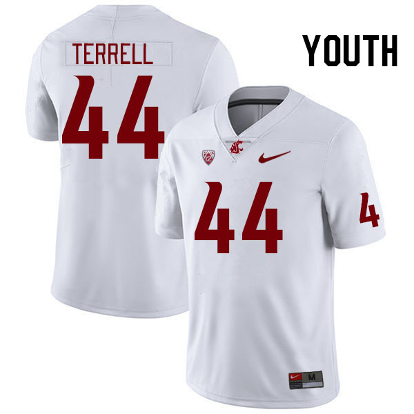 Youth #44 Isaac Terrell Washington State Cougars College Football Jerseys Stitched Sale-White